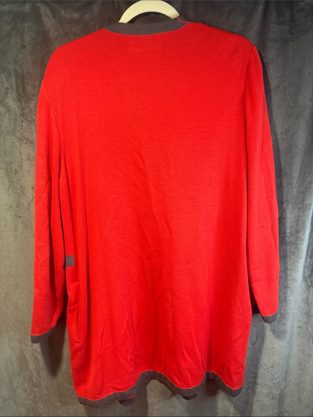 Vintage red and gray wool blend cardigan, L - Picture 4 of 4